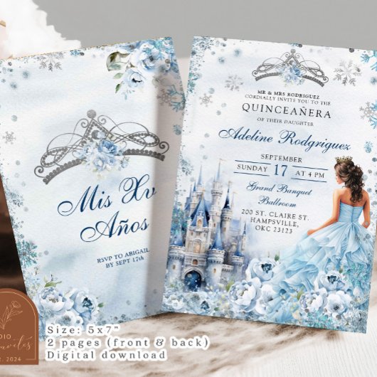 Blue Castle Palace Quinceanera Mexicaanse verjaard Kaart