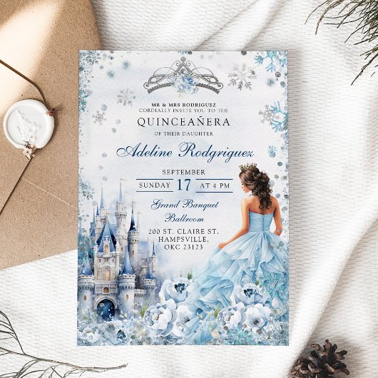 Blue Castle Palace Quinceanera Mexicaanse verjaard Kaart