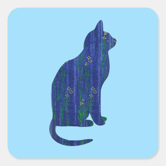 Blue Cat Art Sticker (Voorkant)