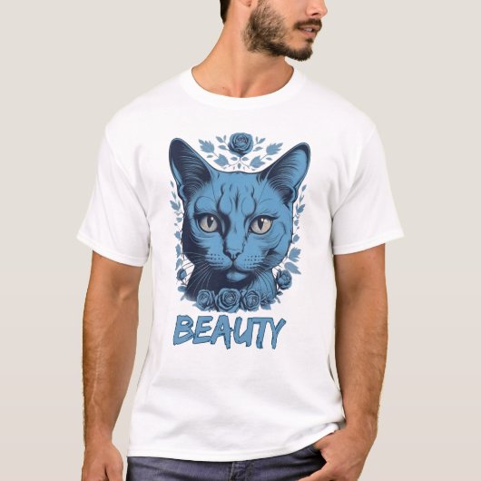 Blue Cat Cats-liefhebber T-shirt (Voorkant)