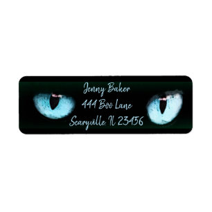 Blue Cat Eyes Halloween Spooky Black Etiket