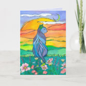 Blue Cat Happy Birthday Kaart (Voorkant)