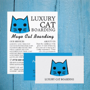 Blue Cat, katten opvang, cattery reclame Flyer