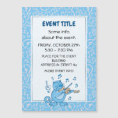 Blue Cat met Violin Magnetic Invitation (Voorkant)