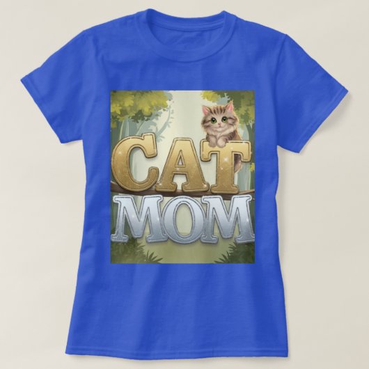 Blue Cat Mom T-shirt (Design voorkant)