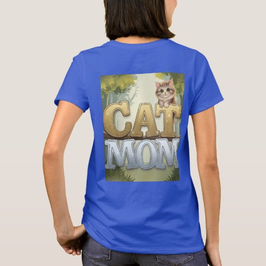 Blue Cat Mom T-shirt (Achterkant)
