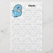 Blue Cat Mongram Boy's Letter C Lined Briefpapier (Voorkant)
