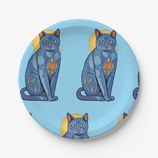 Blue Cat Paper-Bord Papieren Bordje (Voorkant)