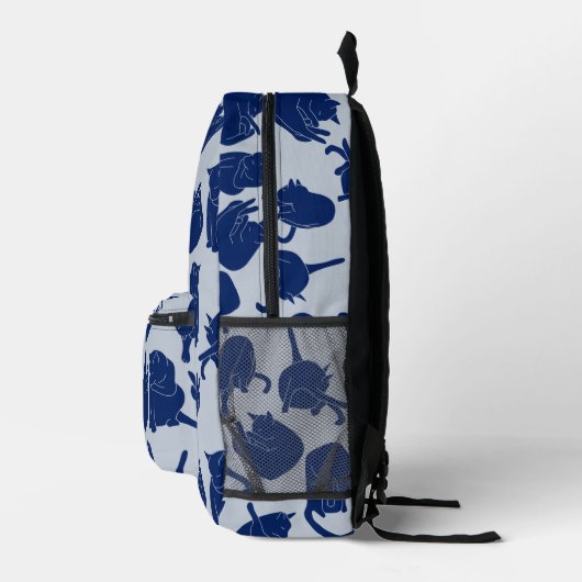 Blue Cat Pattern Bedrukte Rugzak (Rechts)
