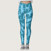 Blue Cat Pattern Leggings (Voorkant)