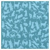 Blue Cat Pattern Stof (Close Up)