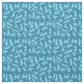Blue Cat Pattern Stof (Swatch)