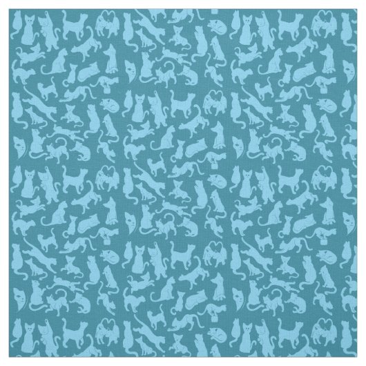 Blue Cat Pattern Stof (Swatch)