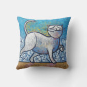 Blue Cat Picasso at Moonlight Decorative Throw Pil Kussen (Achterkant)