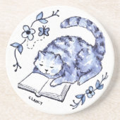 Blue Cat Reading Onderzetter (Voorkant)