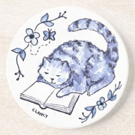 Blue Cat Reading Onderzetter