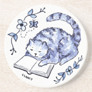 Blue Cat Reading Onderzetter