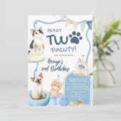 Blue Cat Ready Two Pawty Uitnodiging voor de 2e ve (Staand voorkant)