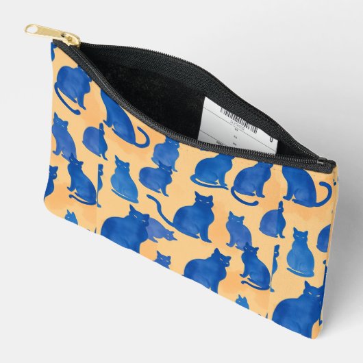 Blue Cat Silhouette Print Cut Naaizak Etui (Open)