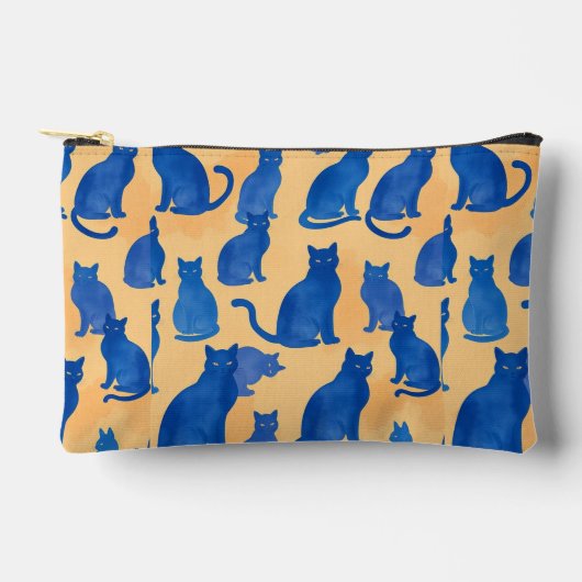 Blue Cat Silhouette Print Cut Naaizak Etui (Voorkant)