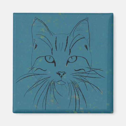 Blue Cat Sketch Magneet (Voorkant)