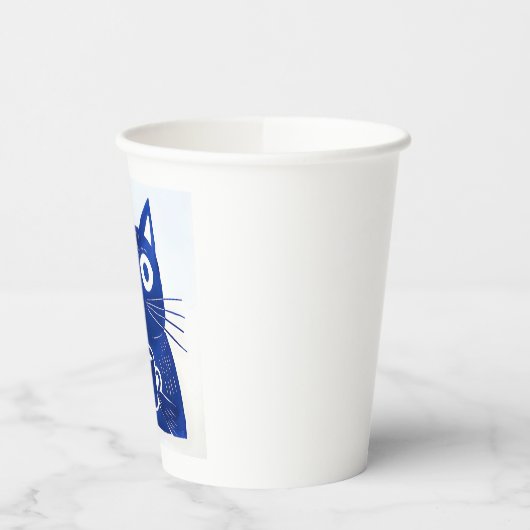 Blue Cat T-Shirt Papieren Bekers (Links)