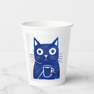 Blue Cat T-Shirt Papieren Bekers