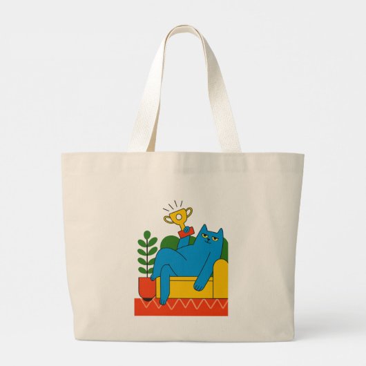 Blue Cat Trophy Lounger - Tote Grote Tote Bag (Achterkant)