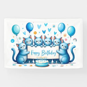 Blue Cat verjaardagsfeest illustratie Spandoek