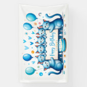 Blue Cat verjaardagsfeest illustratie Spandoek (Verticaal)