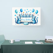 Blue Cat verjaardagsfeest illustratie Spandoek (Beurs)