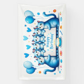 Blue Cat verjaardagsfeest illustratie Spandoek (Verticaal)