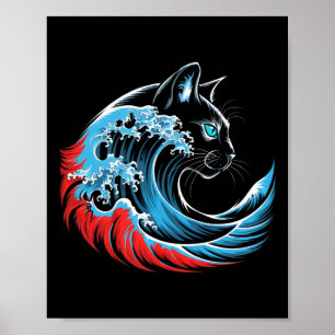 Blue Cat Wave voor Kamala 47 Funny Cat Ladies 2024 Poster