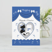 Blue Cat Wedding Couple-uitnodigingen Kaart (Staand voorkant)