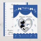 Blue Cat Wedding Couple-uitnodigingen Kaart (Voorkant / Achterkant)