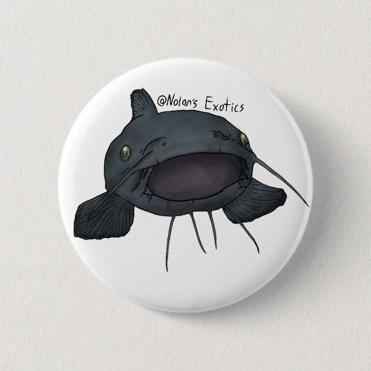 Blue catfish pin ronde button 5,7 cm (Voorkant)