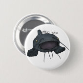 Blue catfish pin ronde button 5,7 cm (Voorkant /achterkant)