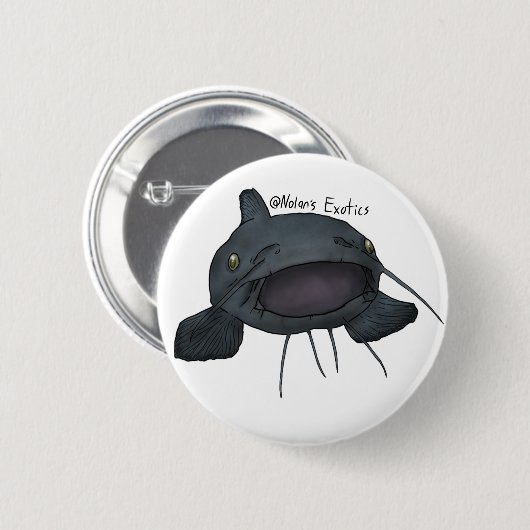 Blue catfish pin ronde button 5,7 cm (Voorkant /achterkant)