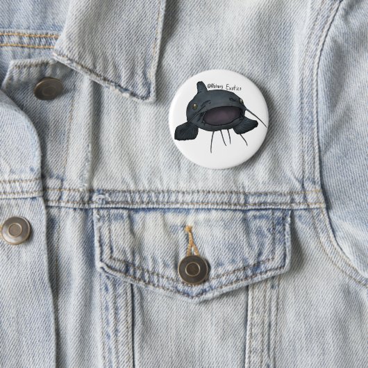 Blue catfish pin ronde button 5,7 cm (In situ)