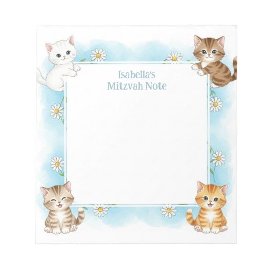 Blue Cats gepersonaliseerde Mitswa Notes Notitiebl Notitieblok (Voorkant)