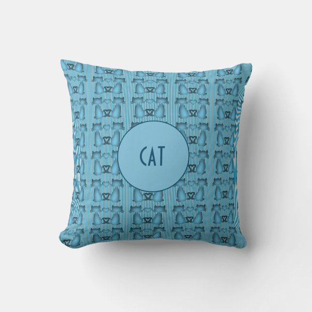 Blue Cats Hypnotic Stripe Pattern met Custom Spot Kussen (Voorkant)