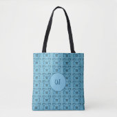 Blue Cats Hypnotic Stripe Pattern Monogram Spot Tote Bag (Voorkant)