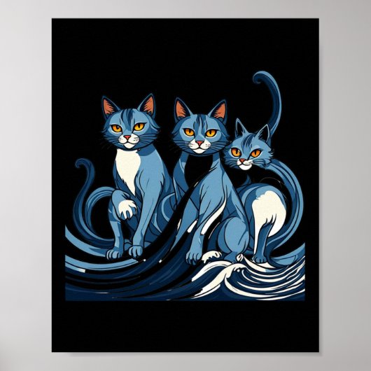 Blue Cats Wave for Kamala Funny Trump Blue Wave Of Poster (Voorkant)
