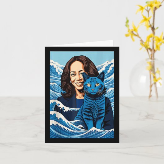 Blue Cats Wave for Kamala Funny voor Kamala Harris Kaart (Gele Bloem)