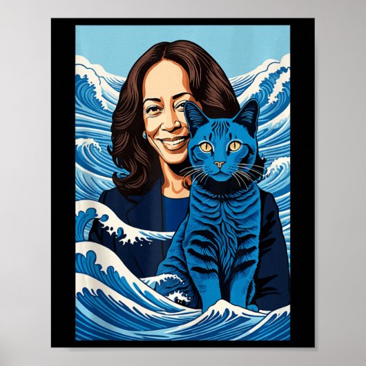 Blue Cats Wave for Kamala Funny voor Kamala Harris Poster (Voorkant)