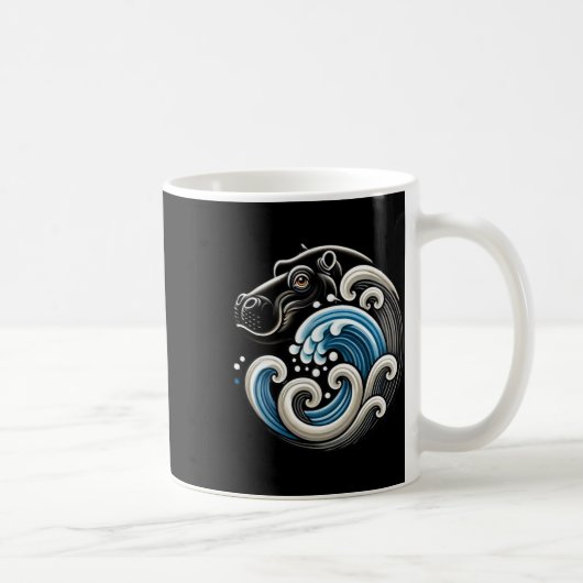 Blue Cats Wave Funny Blue Wave of Moo Deng Schatti Koffiemok (Rechts)