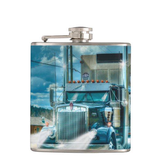 Blue Cattle Truck & Highway for Truck-lovers Heupfles (Voorkant)