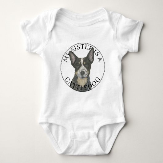 Blue Cattledog Heeler Big Sister Romper (Voorkant)