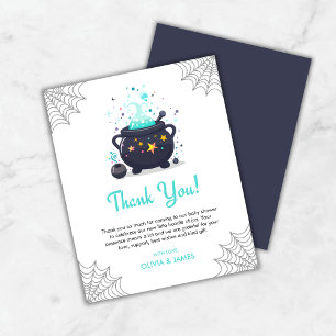 Blue Cauldron Halloween Baby shower Dankjewel Kaar