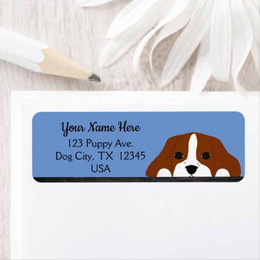 Blue Cavalier King Charles Spaniel Puppy Dog Etiket (Insitu)